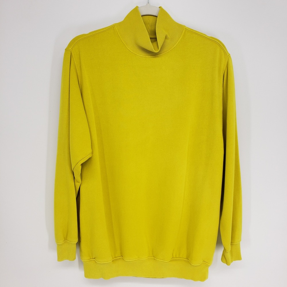 Aerie Turtleneck Fleece Sweatshirt Womens XS Yellow Oversized Pullover Cozy